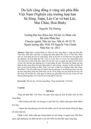 Du lịch cộng đồng ở vùng núi phía Bắc Việt Nam (Nghiên cứu trường hợp bản Sả Séng, Sapa, Lào Cai và bản Lác, Mai Châu, Hoà Bình)