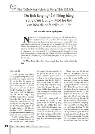 Du lịch làng nghề ở Đồng bằng sông Cửu Long – Một lợi thế văn hóa để phát triển du lịch