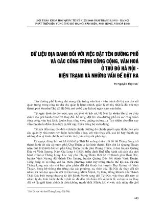 Dữ liệu địa danh đối với việc đặt tên đường phố và các công trình công cộng, văn hóa ở Thủ đô Hà Nội - Hiện trạng và những vấn đề đặt ra