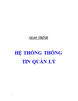 Giáo trình Hệ thống thông tin quản lý