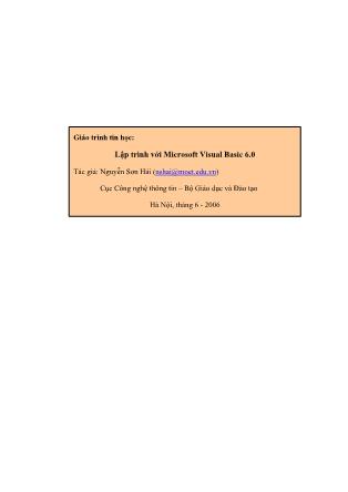Giáo trình Lập trình với Microsoft Visual Basic 6.0 - Nguyễn Sơn Hải