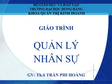 Giáo trình Quản lý nhân sự - Trần Phi Hoàng