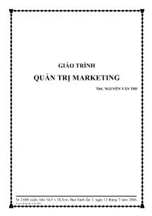 Giáo trình Quản trị Marketing - Nguyễn Văn Thi
