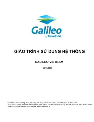 Giáo trình sử dụng hệ thống Galileo VietNam (Phần 1)