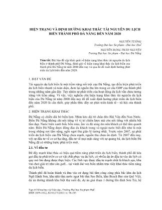 Hiện trạng và định hướng khai thác tài nguyên du lịch biển Thành phố Đà Nẵng đến năm 2020