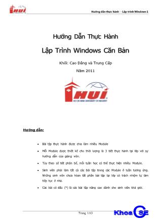 Hướng dẫn thực hành - Lập trình Windows căn bản