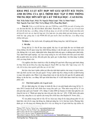 Khai phá luật kết hợp mờ giải quyết bài toán: Ảnh hưởng của quá trình học tập ở phổ thông trung học đến kết quả kỳ thi Đại học - Cao đẳng