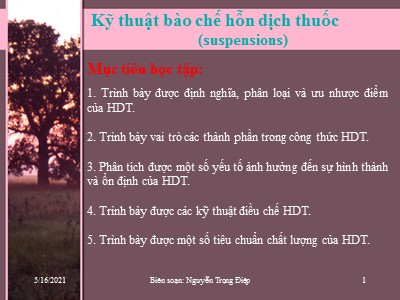 Kỹ thuật bào chế hỗn dịch thuốc