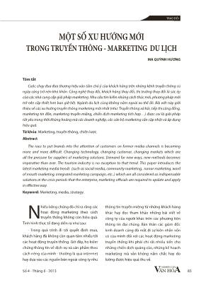 Một số xu hướng mới trong truyền thông - Marketing du lịch