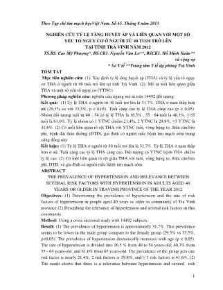 Nghiên cứu tỷ lệ tăng huyết áp và liên quan với một số yếu tố nguy cơ ở người từ 40 tuổi trở lên tại tỉnh Trà Vinh năm 2012