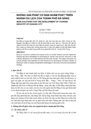 Những giải pháp cơ bản nhằm phát triển ngành du lịch của Thành phố Đà Nẵng