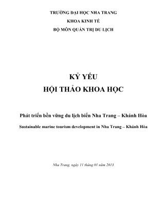 Phát triển bền vững biển nha Trang - Khánh Hòa