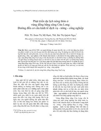 Phát triển du lịch nông thôn ở vùng đồng bằng sông Cửu Long: Đường đến cơ cấu kinh tế dịch vụ - Nông - công nghiệp