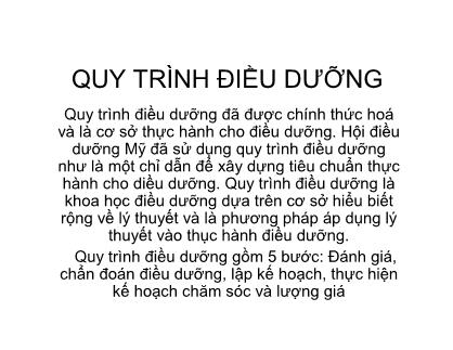 Quy trình điều dưỡng