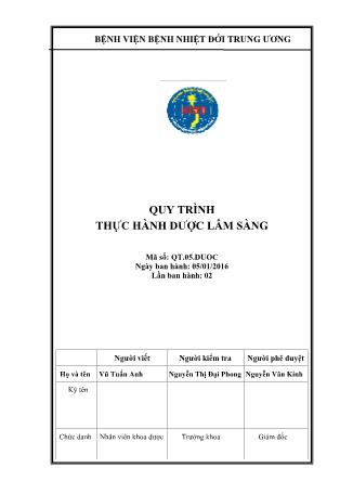 Quy trình thực hành dược lâm sàng