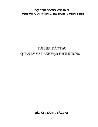 Tài liệu Quản lý và lãnh đạo điều dưỡng