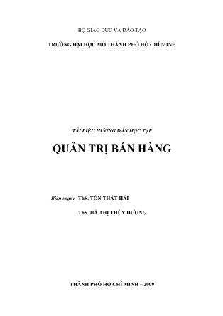 Tài liệu Quản trị bán hàng - Tôn Thắt Hải