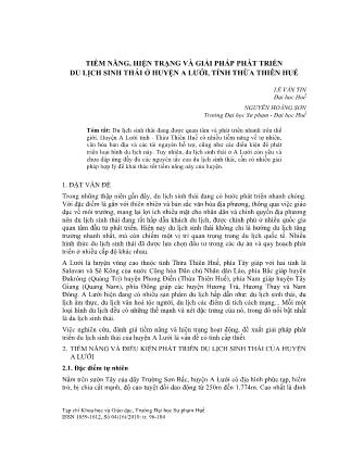 Tiềm năng, hiện trạng và giải pháp phát triển du lịch sinh thái ở huyện A Lưới, tỉnh Thừa Thiên Huế