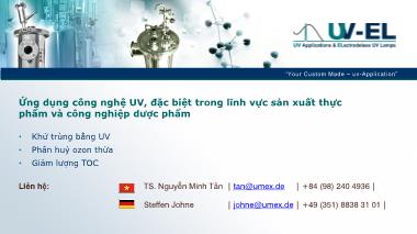 Ứng dụng công nghệ UV, đặc biệt trong lĩnh vực sản xuất thực phẩm và công nghiệp dược phẩm