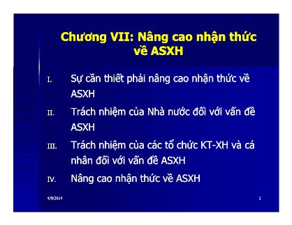 Bài giảng An sinh xã hội - Chương VII: Nâng cao nhận thức về an sinh xã hội