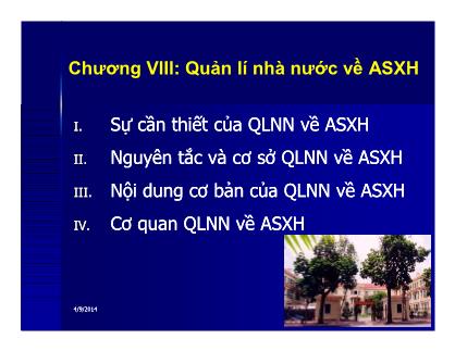 Bài giảng An sinh xã hội - Chương VIII: Quản lí nhà nước về an sinh xã hội