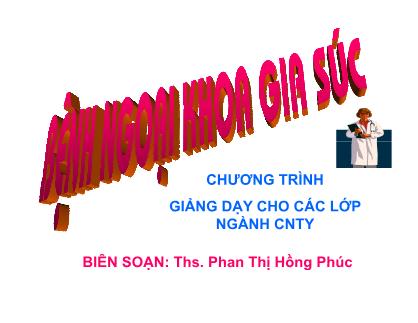 Bài giảng Bệnh ngoại khoa gia súc - Phan Thị Hồng Phúc