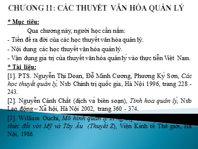 Bài giảng Các thuyết văn hóa quản lý