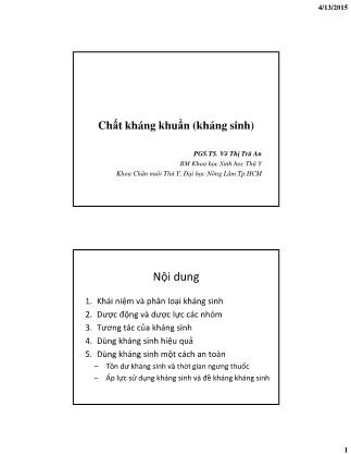 Bài giảng Chất kháng khuẩn (Kháng sinh) - Võ Thị Trà An