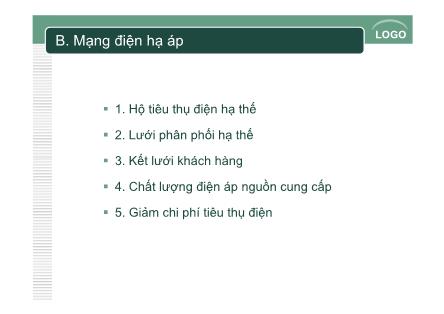 Bài giảng Chuẩn trong thiết kế và thi công các công trình điện - Chương 3: Thiết kế và thi công các công trình điện theo tiêu chuẩn IEC - Phần B: Mạng điện hạ áp