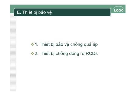 Bài giảng Chuẩn trong thiết kế và thi công các công trình điện - Chương 3: Thiết kế và thi công các công trình điện theo tiêu chuẩn IEC - Phần E: Thiết bị bảo vệ