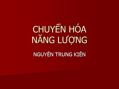 Bài giảng Chuyển hóa năng lượng - Nguyễn Trung Kiên