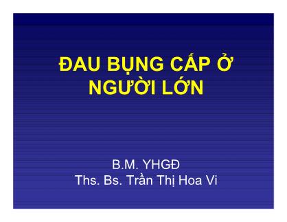 Bài giảng Đau bụng cấp ở người lớn - Trần Thị Hoa Vi