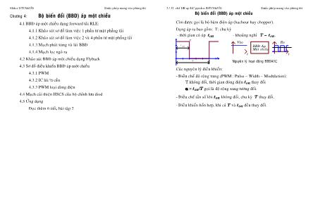 Bài giảng Điện tử công suất và ứng dụng - Chương 4: Bộ biến đổi (BBD) áp một chiều