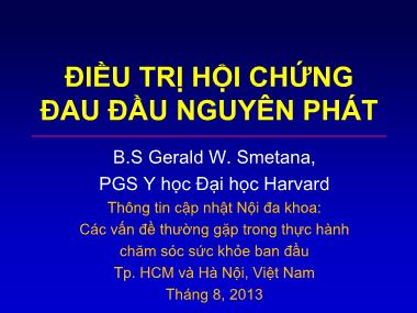 Bài giảng Điều trị hội chứng đau đầu nguyên phát