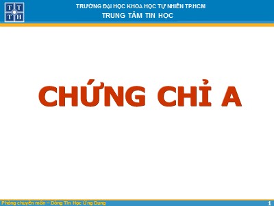 Bài giảng Dòng tin học ứng dụng - Bài 9: Tổng quan về Microsoft Excel