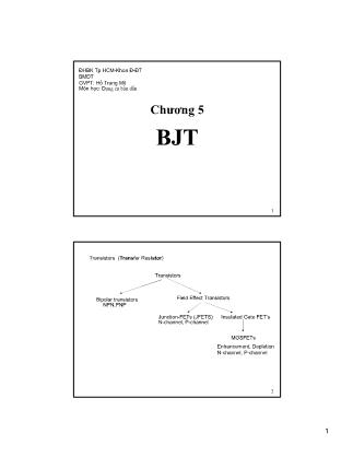 Bài giảng Dụng cụ bán dẫn - Chương 5: BJT (Phần 1)