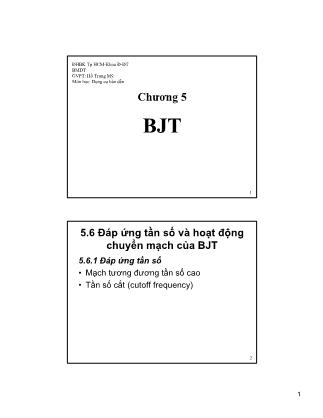 Bài giảng Dụng cụ bán dẫn - Chương 5: BJT (Phần 3)