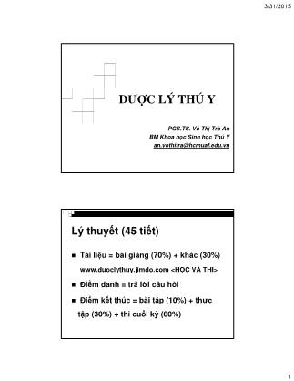 Bài giảng Dược lý thú y - Võ Thị Trà An