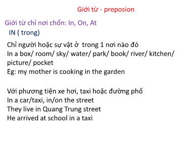 Bài giảng Giới từ (Preposion)