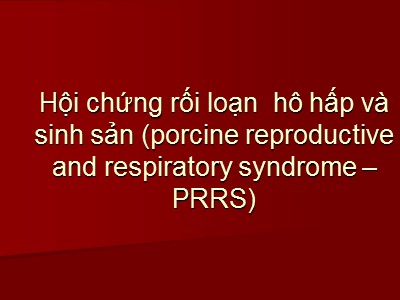 Bài giảng Hội chứng rối loạn hô hấp và sinh sản (porcine reproductive and respiratory syndrome – PRRS)