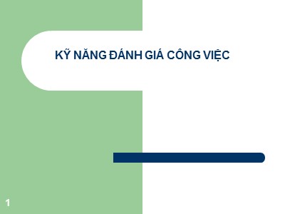 Bài giảng Kĩ năng đánh giá công việc