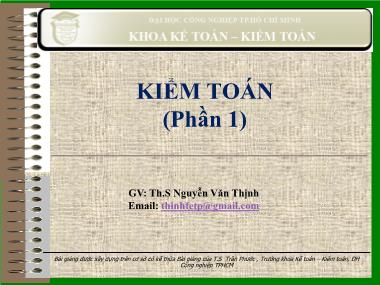 Bài giảng Kiểm toán 1 - Nguyễn Văn Thịnh