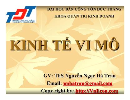 Bài giảng Kinh tế vi mô - Nguyễn Ngọc Hà Trân