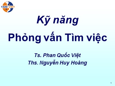 Bài giảng Kỹ năng phỏng vấn việc - Phan Quốc Huy