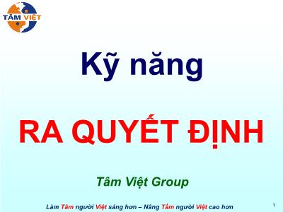 Bài giảng Kỹ năng ra quyết định