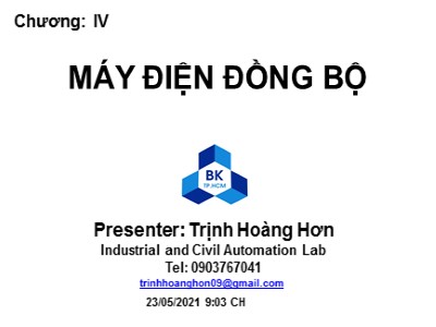 Bài giảng Kỹ thuật điện - Chương 4: Máy điện đồng bộ