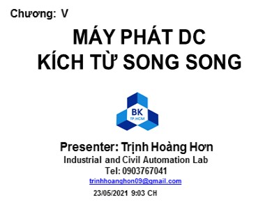 Bài giảng Kỹ thuật điện - Chương 5: Máy phát DC kích từ song song