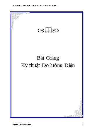 Bài giảng Kỹ thuật đo lường điện