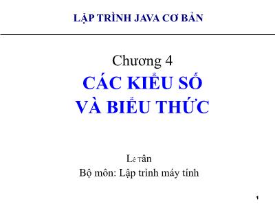 Bài giảng Lập trình Java cơ bản - Chương 4: Các kiểu số và biểu thức