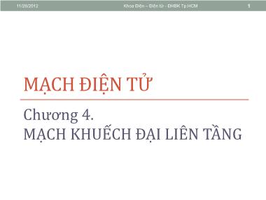 Bài giảng Mạch điện tử - Chương 4: Mạch khuếch đại liên tầng